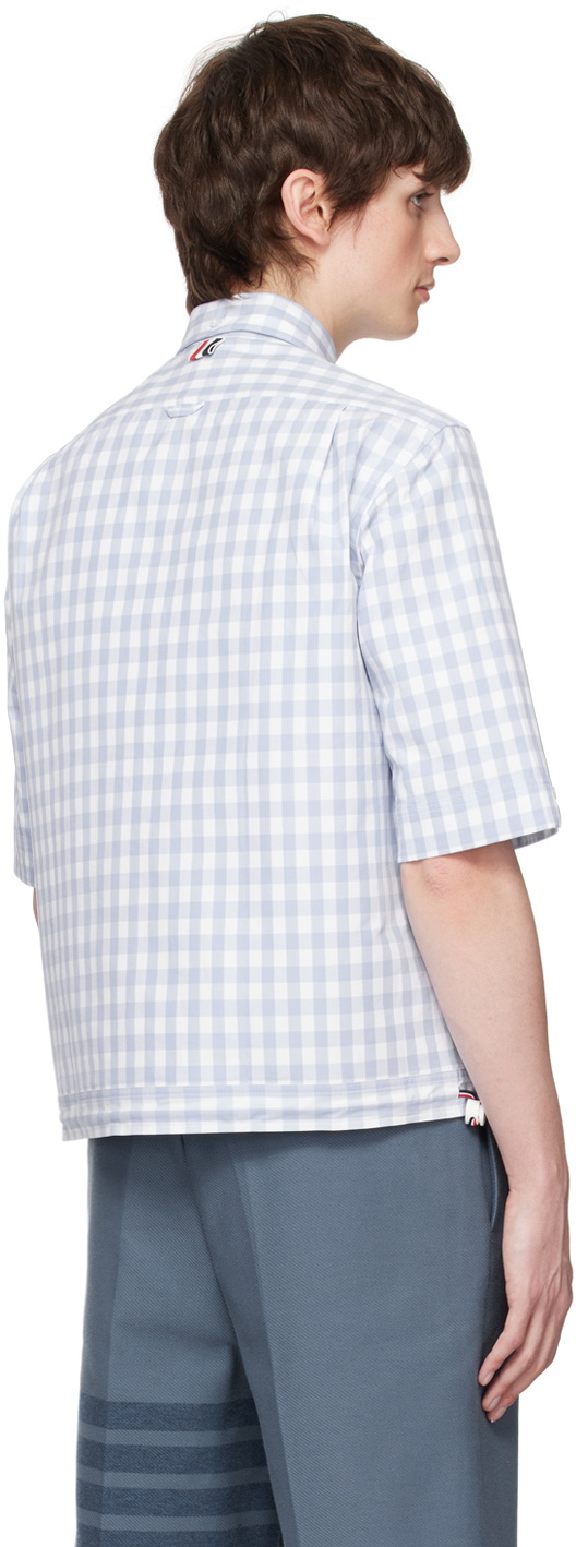 Thom Browne Blue & White Drawstring Hem Shirt Thom Browne