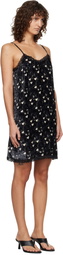 R13 Black Lace Trimmed Slip Midi Dress