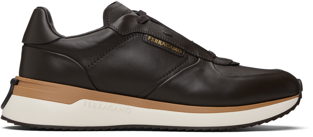 Ferragamo Black & Burgundy Patent Leather Trim Sneakers Salvatore