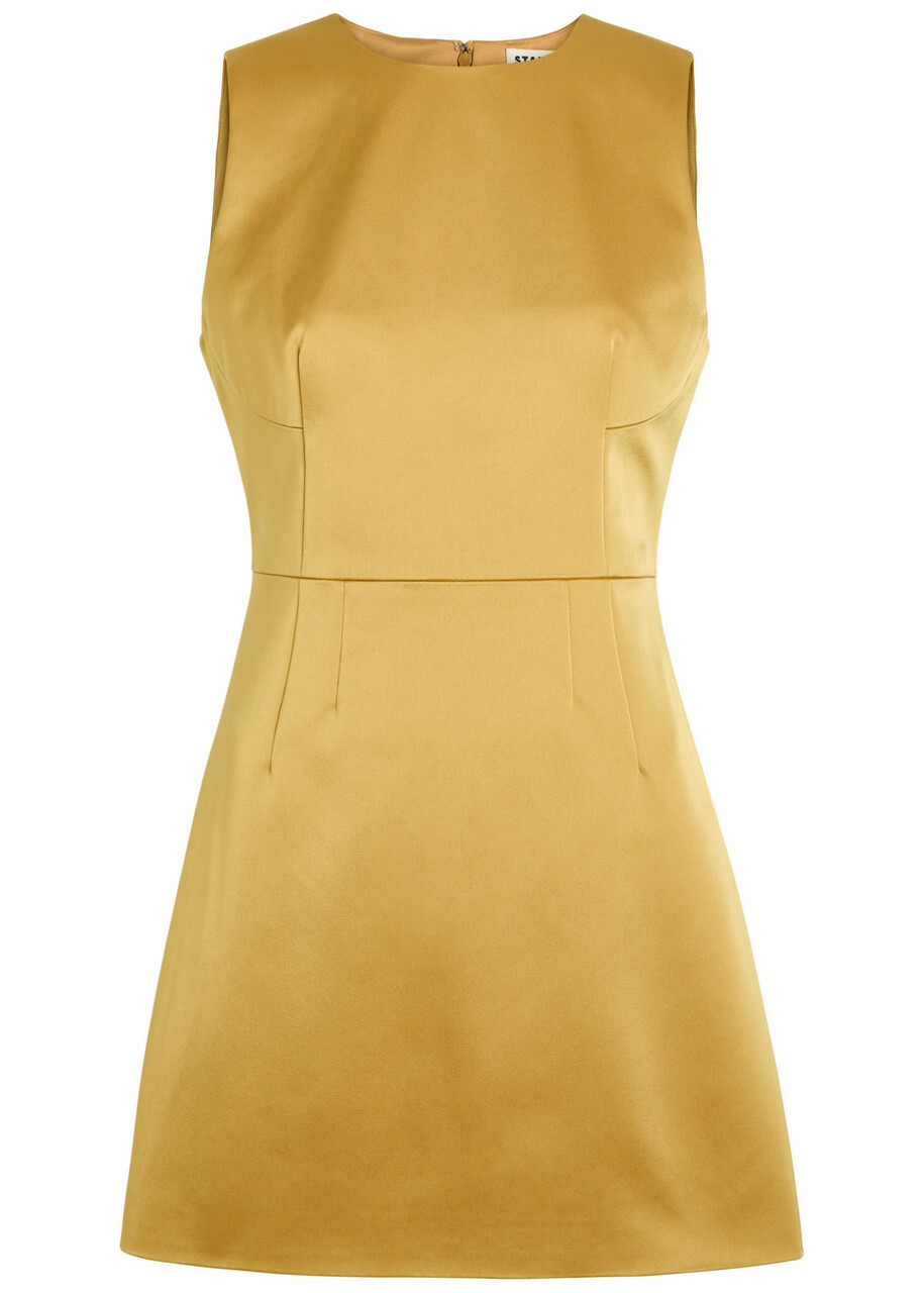 Staud Garden Satin Mini Dress Yellow
