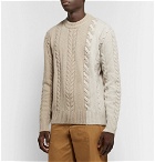 Maison Kitsuné - Colour-Block Cable-Knit Wool Sweater - Neutral
