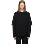 Simone Rocha Black Lace Up Hem Layered Long Sleeve T-shirt