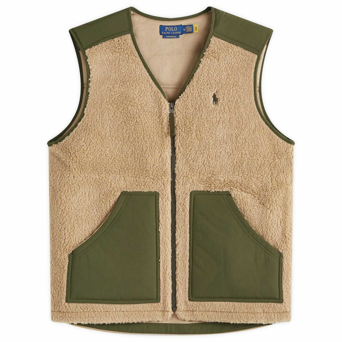 Ralph Lauren RRLフリースベスト Mサイズ カーキ Polo Ralph Lauren Men's Zip Through Gilet in Desert Khaki/Dark