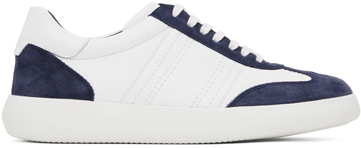 Photo: Brioni White & Navy Suede And Calf Leather Sneakers