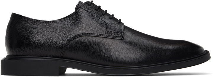 Photo: Hugo Black Grained Faux-Leather Derbys
