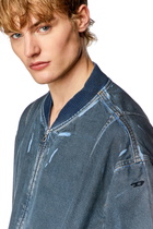 Diesel Bomber jacket in used-effect coated denim - Denim Jackets Mens in Blue