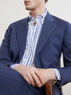 J. Mueser - Button-Down Collar Striped Cotton-Seersucker Shirt - Blue