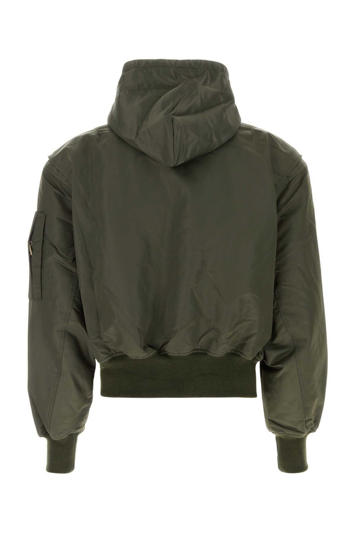 Entire Studios Army Green Nylon Broad Bomber Jacket