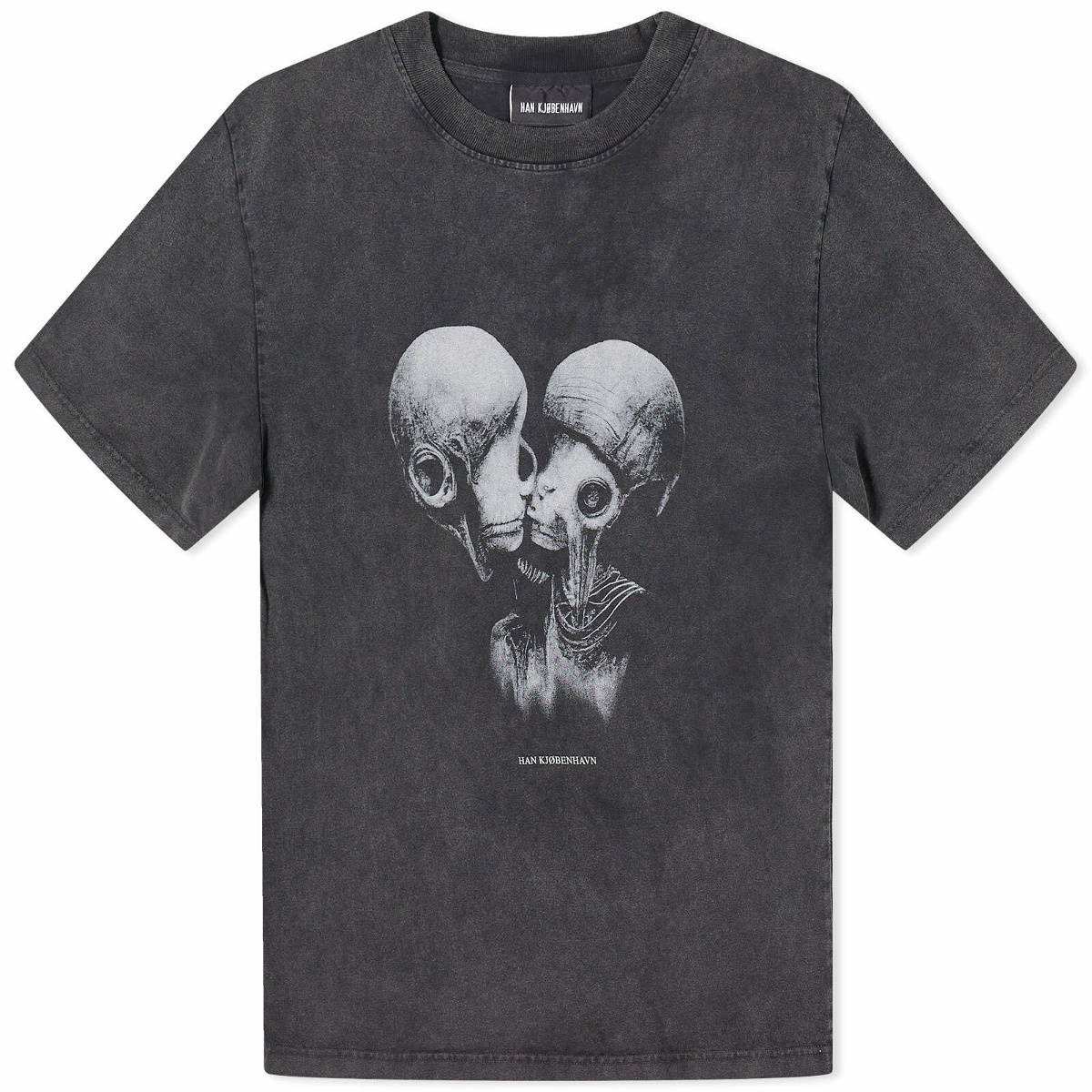 Photo: Han Kjobenhavn Men's Aliens Kissing Boxy T-Shirt in Dark Grey