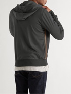 PAUL SMITH - Striped Webbing-Trimmed Wool-Jersey Zip-Up Hoodie - Gray