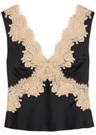Rixo Emmie Lace-trim Satin top Black