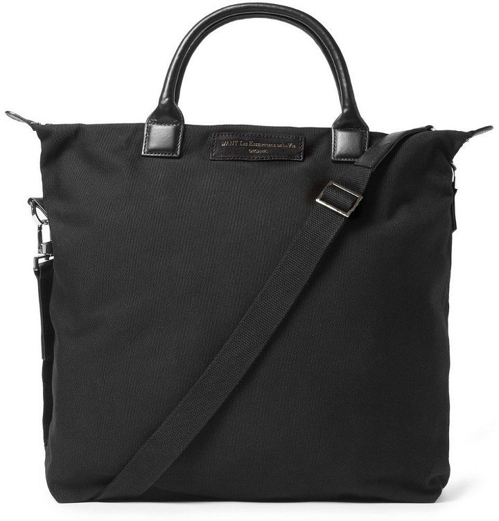 Photo: WANT LES ESSENTIELS - O'Hare Leather-Trimmed Organic Cotton-Canvas Tote Bag - Men - Black