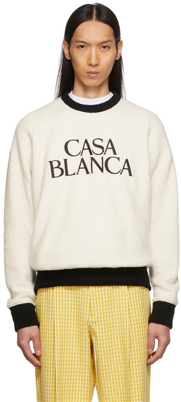 Photo: Casablanca Black & Off-White Colorblock Embroidered Sweatshirt