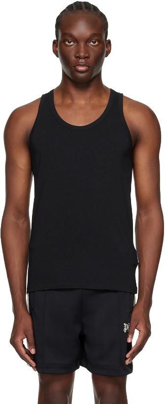 Photo: Palm Angels Two-Pack Black Tank Tops