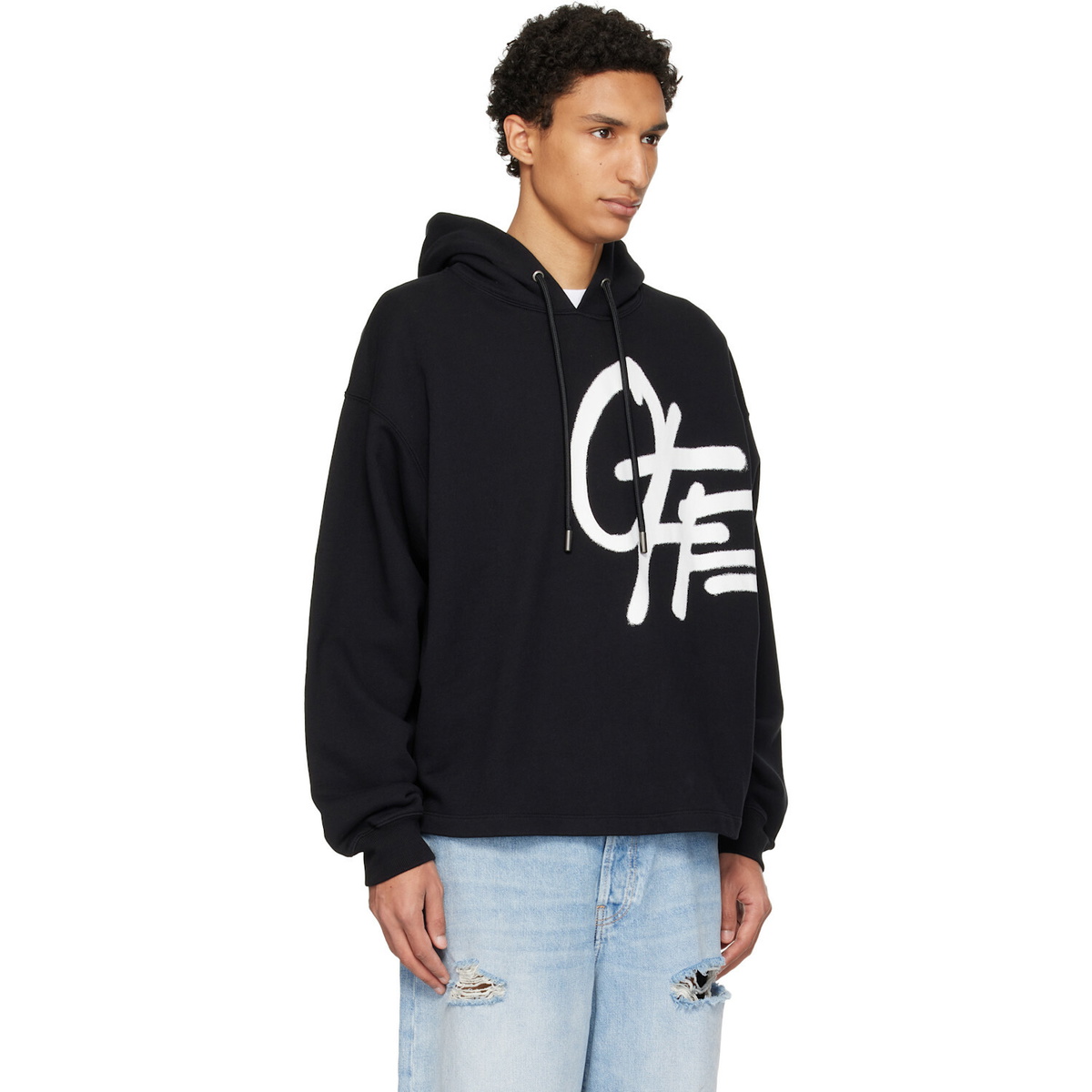 Off-White Black Spray Logo Loose Hoodie