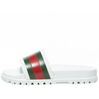 Gucci Men's Pursuit Trek Web Rubber Slide in White