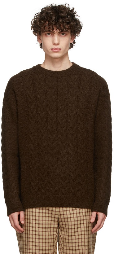 Photo: System Brown Mohair Cable Crewneck