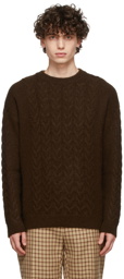 System Brown Mohair Cable Crewneck