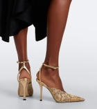 Jimmy Choo Faiz metallic lace slingback pumps