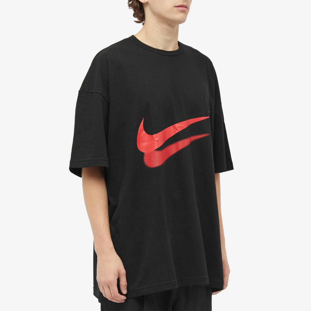 レア！完売品【COMME des GARCONS】Nike Edition Swoosh T-Shirt NWT Comme des Garcons CDG BLACK Nike Hole Illusion T-Shirt