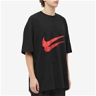 Comme des Garçons Men's x Nike Double Swoosh Oversized T-Shi in Black