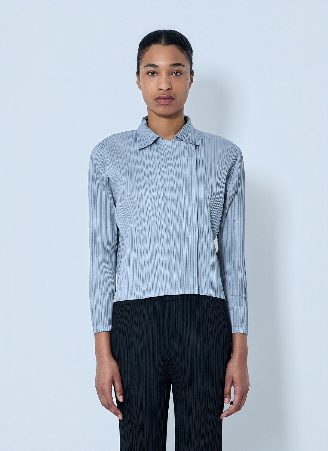 Pleats Please Issey Miyake Structured Pleat Long Sleeve Shirt