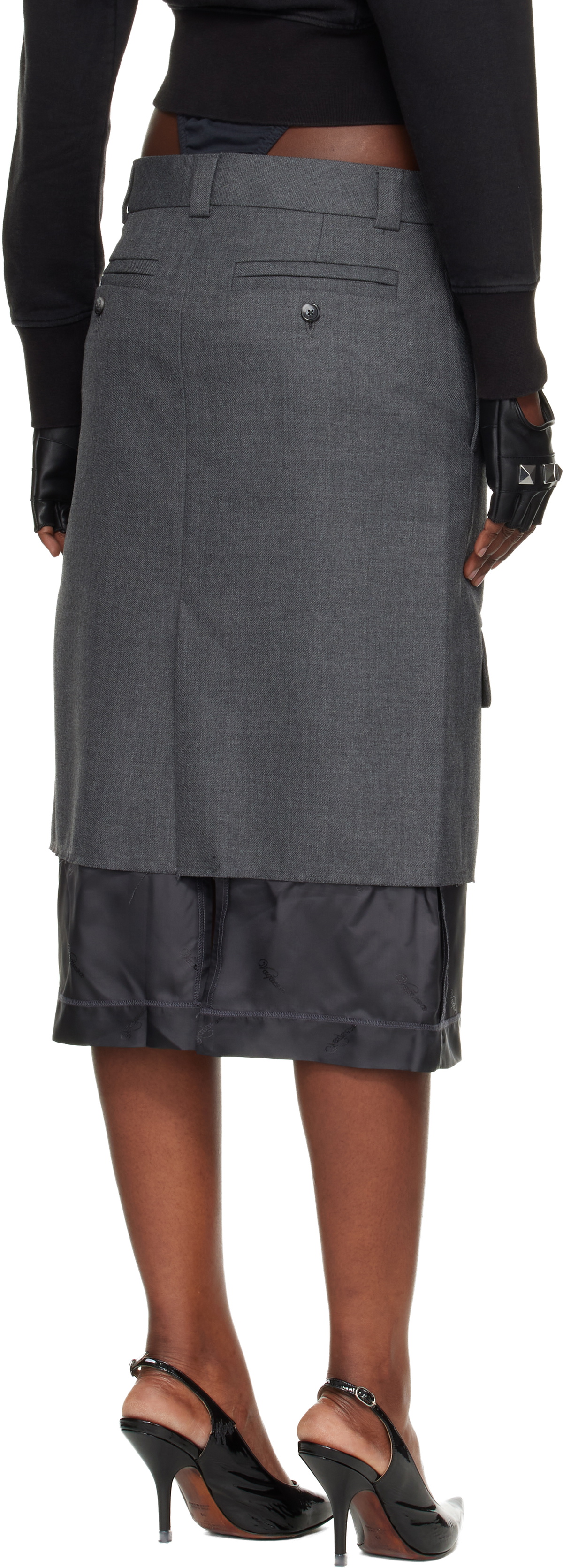 VAQUERA Gray Chopped Midi Skirt