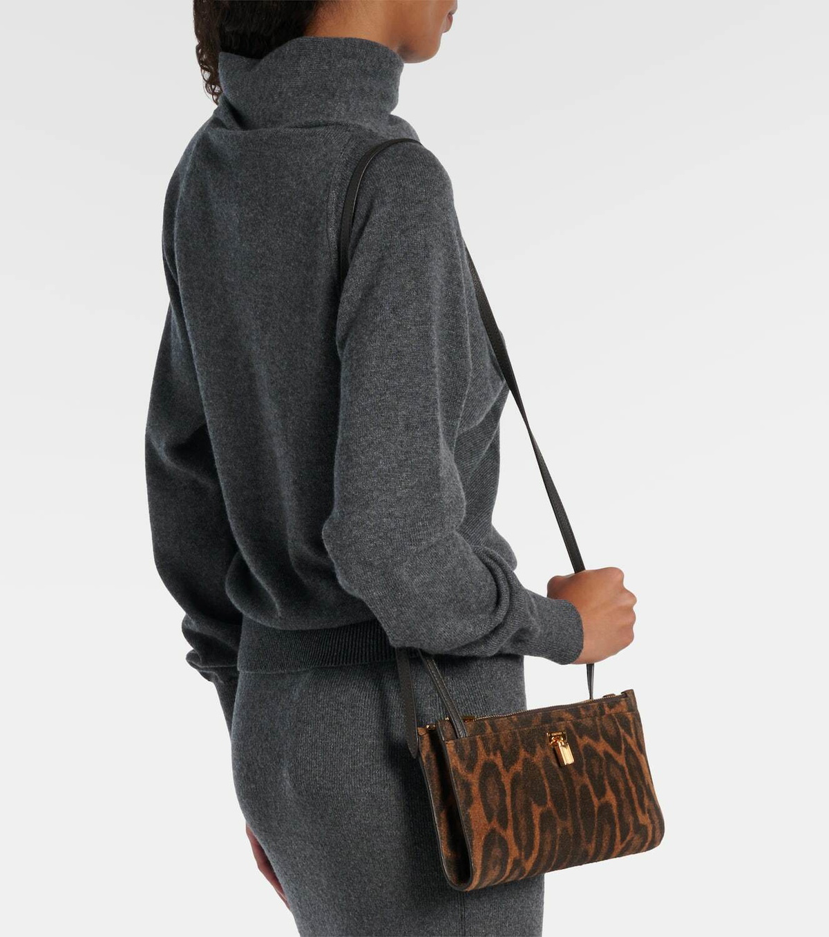 Tom Ford Padlock leopard-print suede crossbody bag