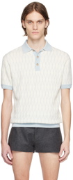 King & Tuckfield White Textured Pattern Polo