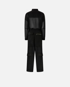Pinko Cargo Jumpsuit In Georgette And Shiny Satin Limo Black