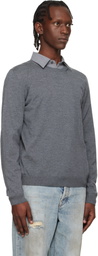 BOSS Gray Slim-Fit Merino-Wool Sweater