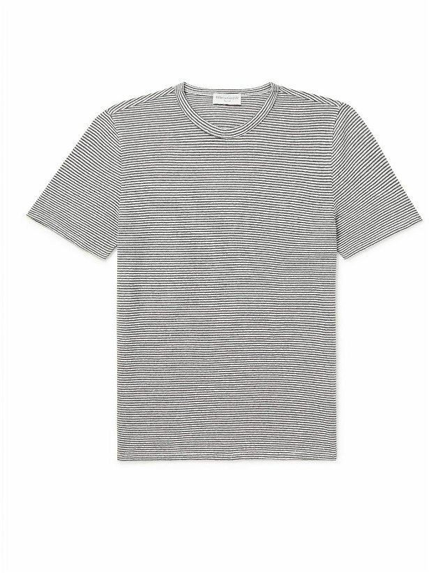 Photo: Officine Générale - Striped Cotton-Blend T-Shirt - Gray
