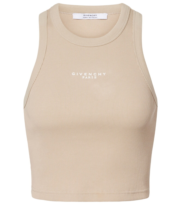 Photo: Givenchy Logo cropped cotton jersey tank top