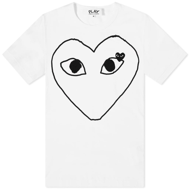 Photo: Comme des Garçons Play Men's Outline Heart Logo T-Shirt in White/Black
