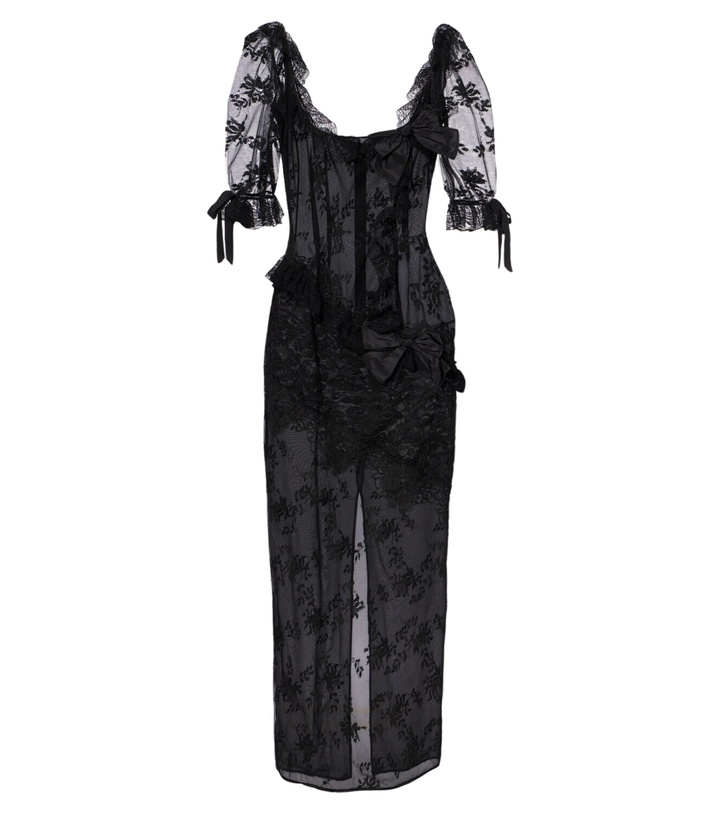 Photo: Alessandra Rich Bow-detail cotton-blend lace midi dress