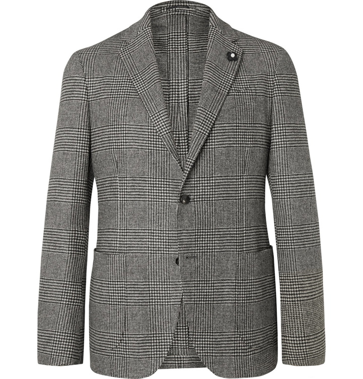 Photo: Lardini - Brown Slim-Fit Unstructured Prince of Wales Checked Wool Blazer - Brown