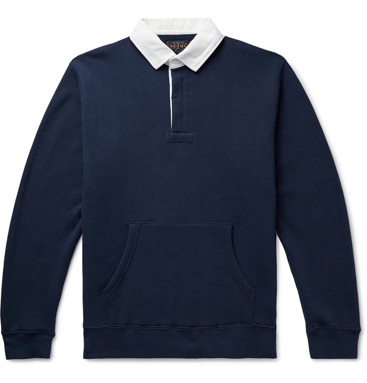 Photo: Beams Plus - Rugger Loopback Cotton-Jersey Polo Shirt - Blue