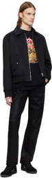 Balmain Black Cotton Vintage 'Balmain' Logo Bomber Jacket