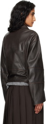 Weekend Max Mara Brown Egizio Leather Jacket