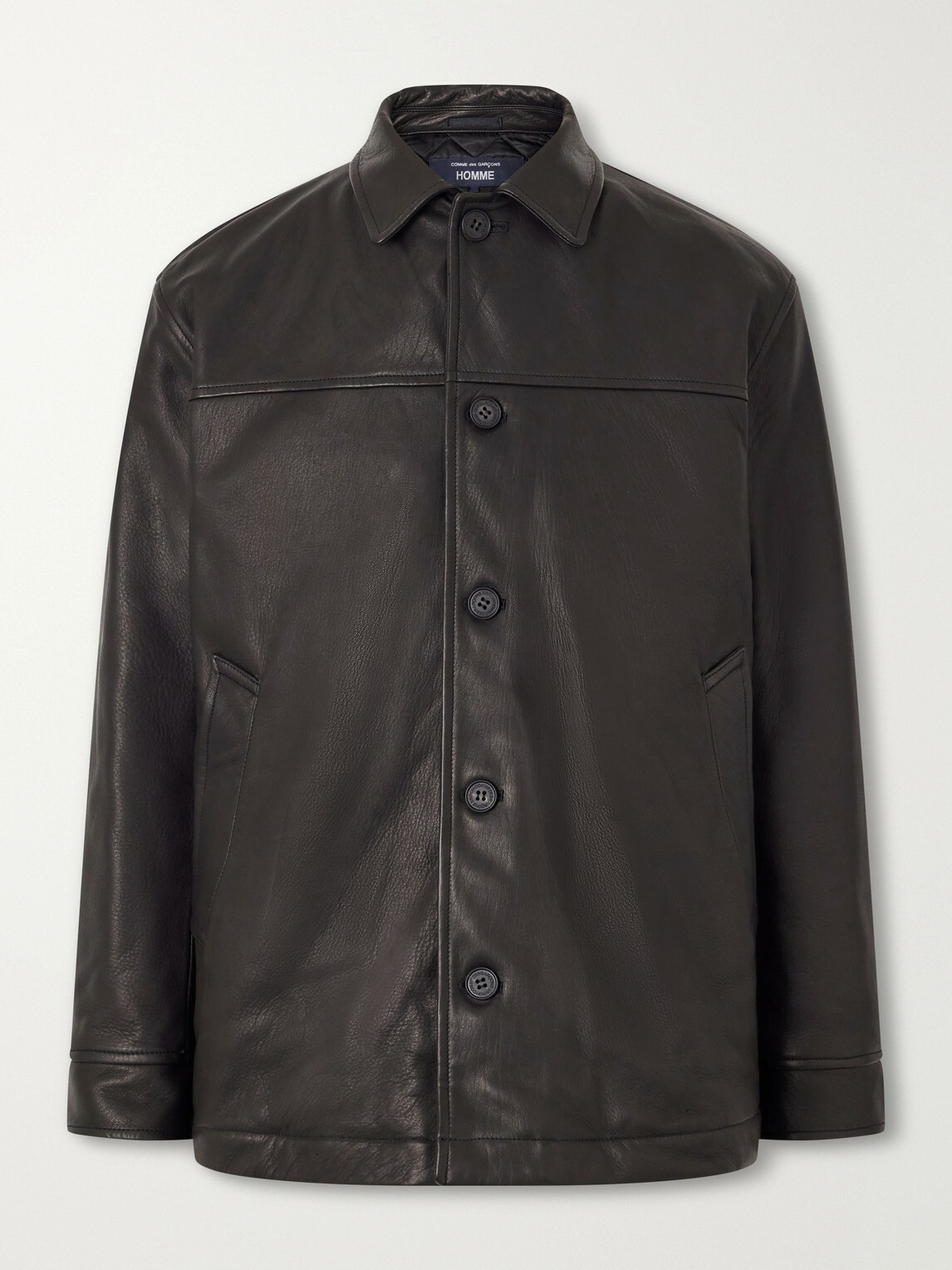 COMME DES GARÇONS HOMME - Padded Oiled-Leather Jacket - Black