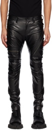 Julius Black Indirect Faux-Leather Cargo Pants