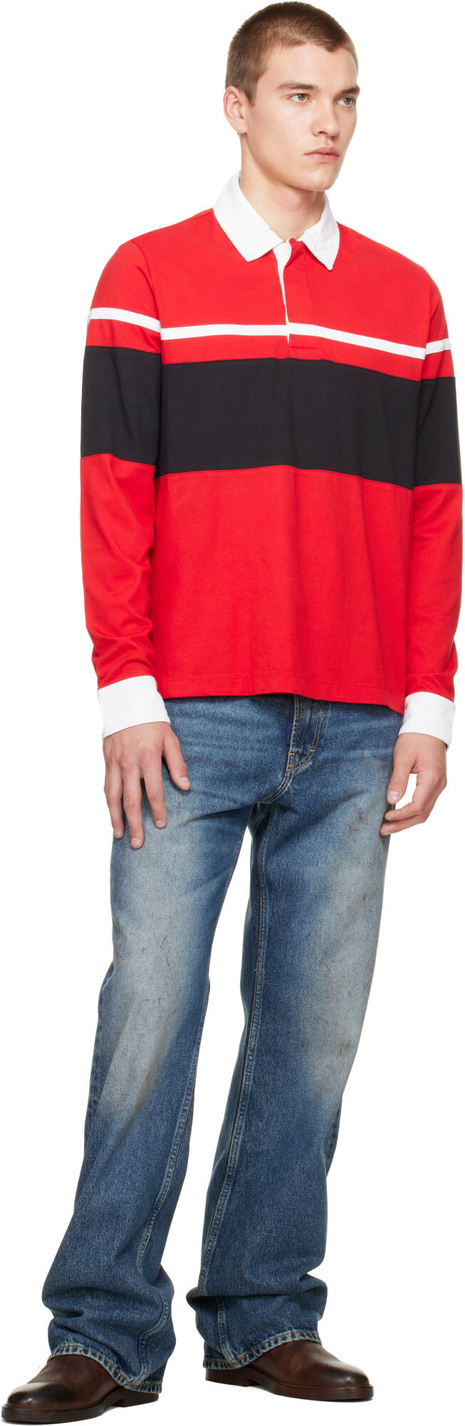rag & bone Red Striped Rugby Polo