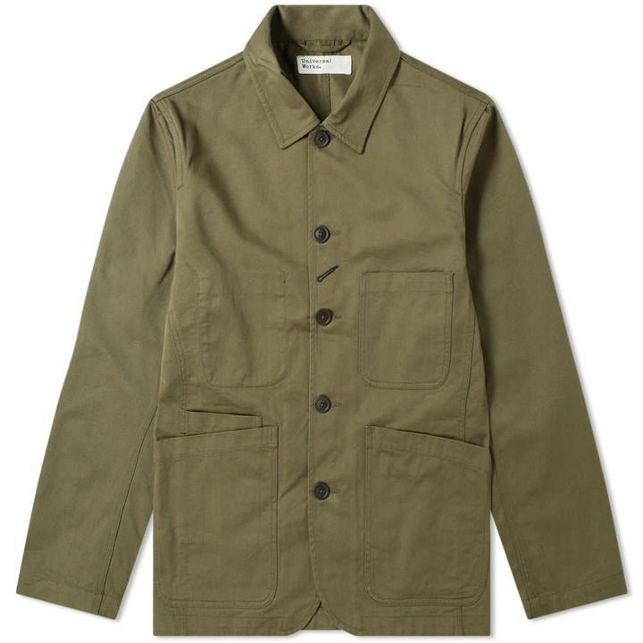 Photo: Universal Works Bakers Jacket Light Olive