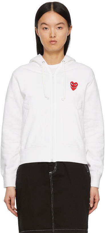 Photo: COMME des GARÇONS PLAY White Layered Heart Hoodie