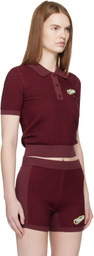 Casablanca Burgundy Bubble Jacquard Polo