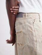Balenciaga - Wide-Leg Distressed Paint-Splattered Jeans - Neutrals