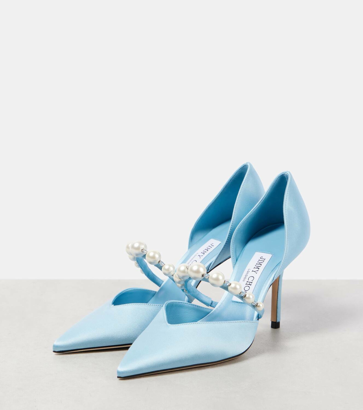 Jimmy Choo Aurelie 85 embellished satin pumps Jimmy Choo