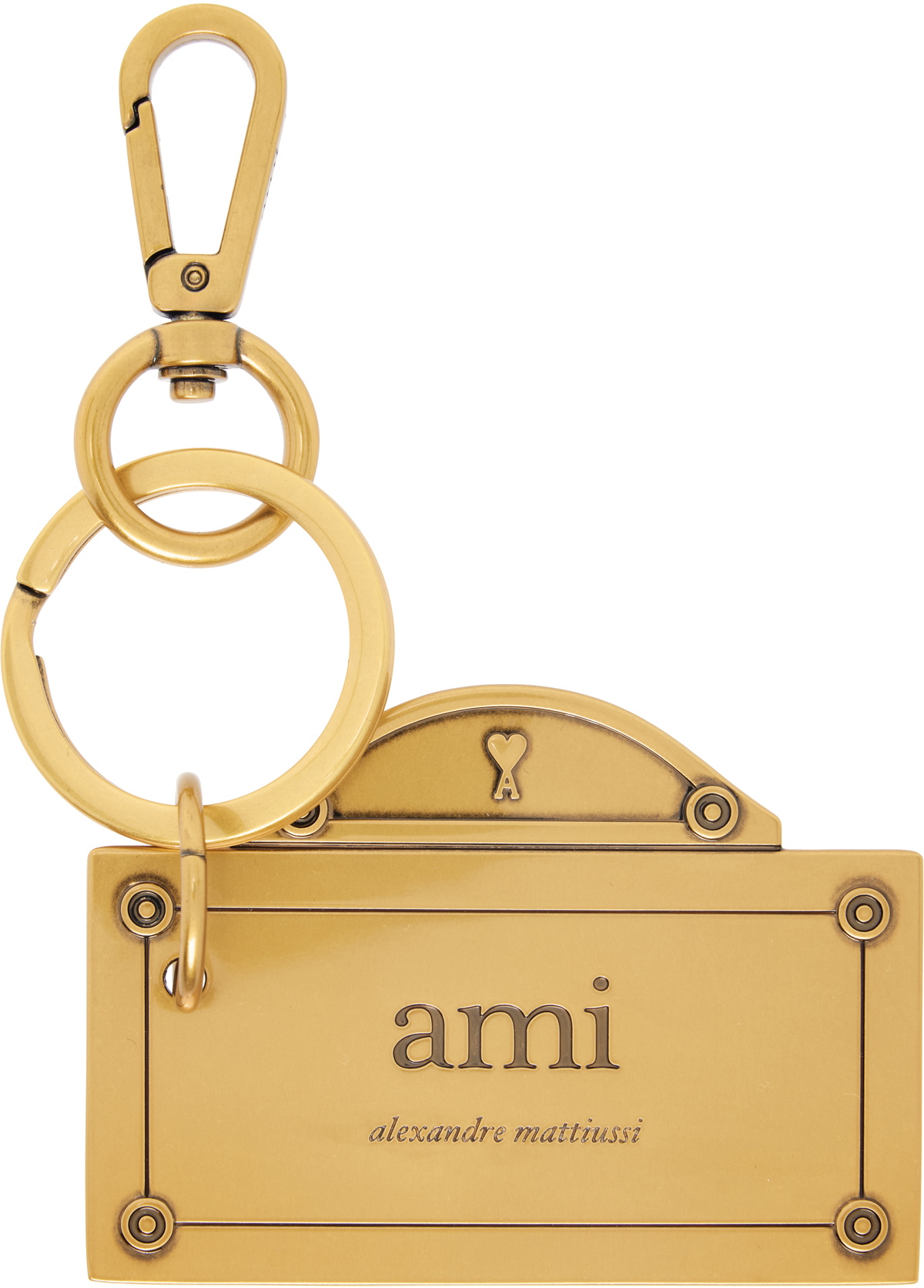 AMI Paris Gold Street Plate Keychain