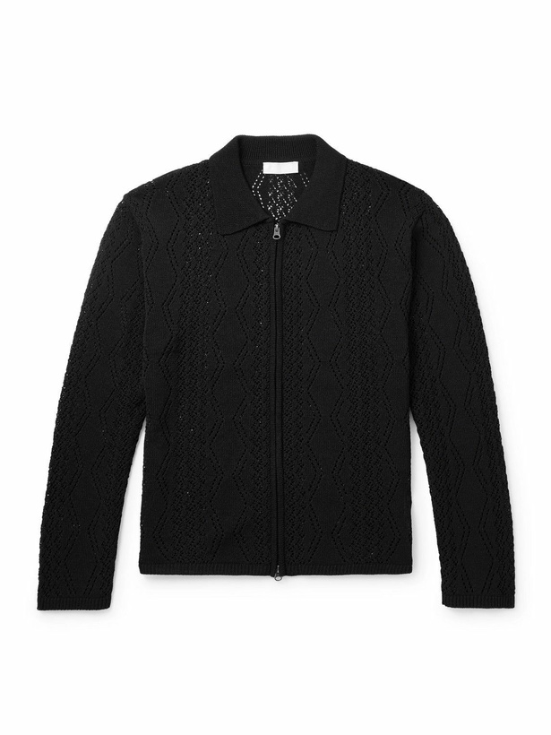 Photo: Amomento - Crocheted Zip-Up Cardigan - Black
