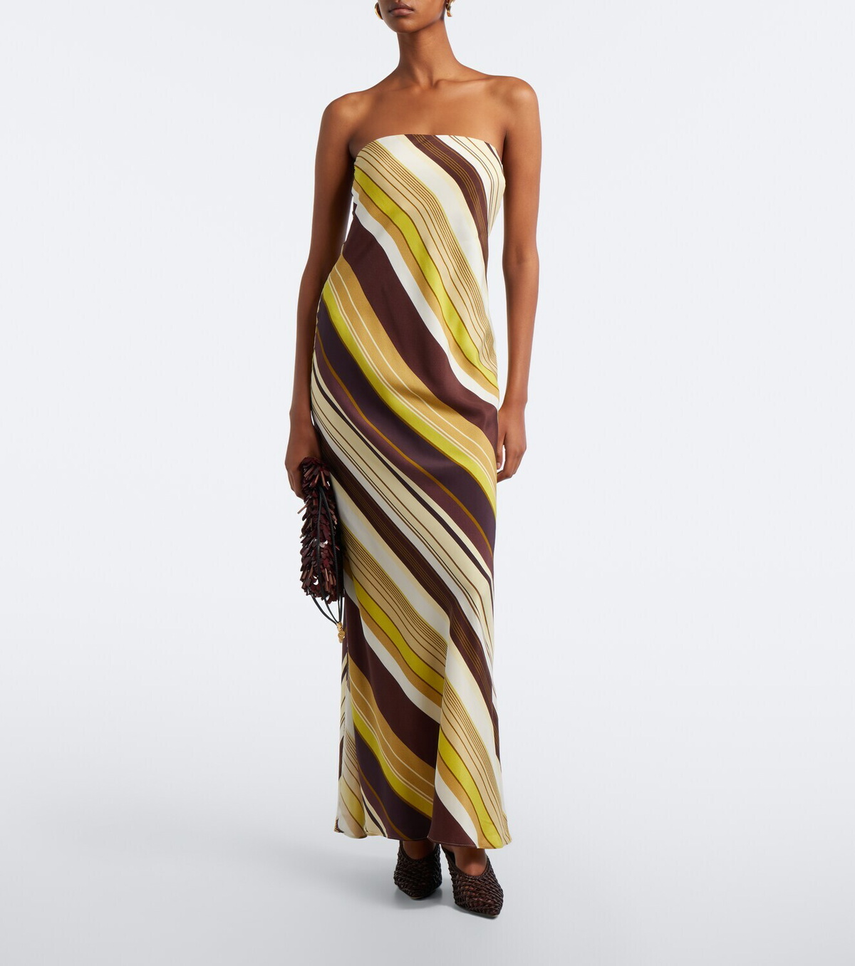 SIR Striped silk maxi dress